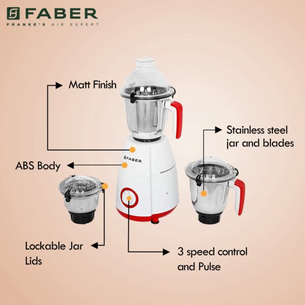 Faber Mixer Grinder Crown 800W 3J - Image 2