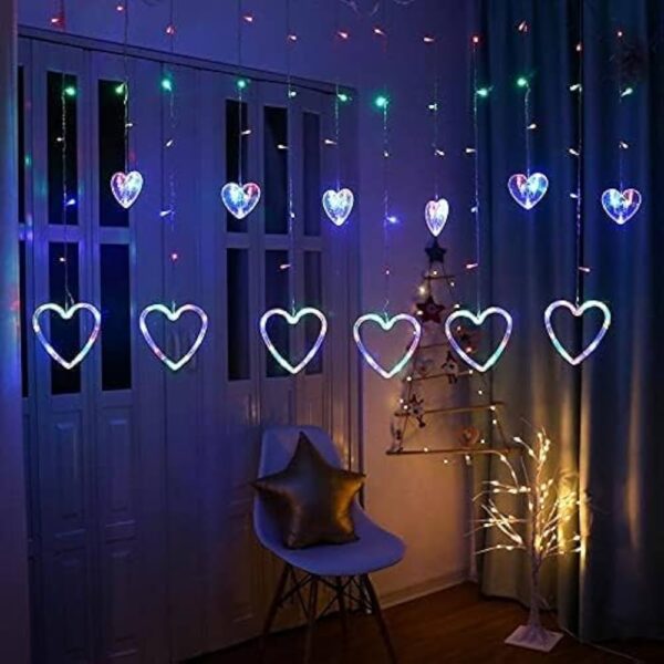 Diwali Light Curtain HEART MULTI , Led String Copper Lights - Image 5