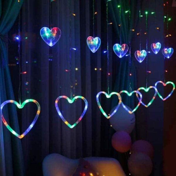 Diwali Light Curtain HEART MULTI , Led String Copper Lights - Image 4