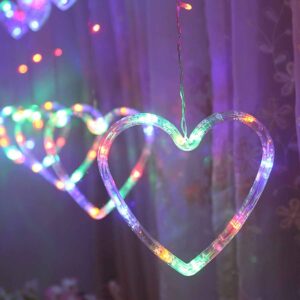 Diwali Light Curtain HEART MULTI , Led String Copper Lights