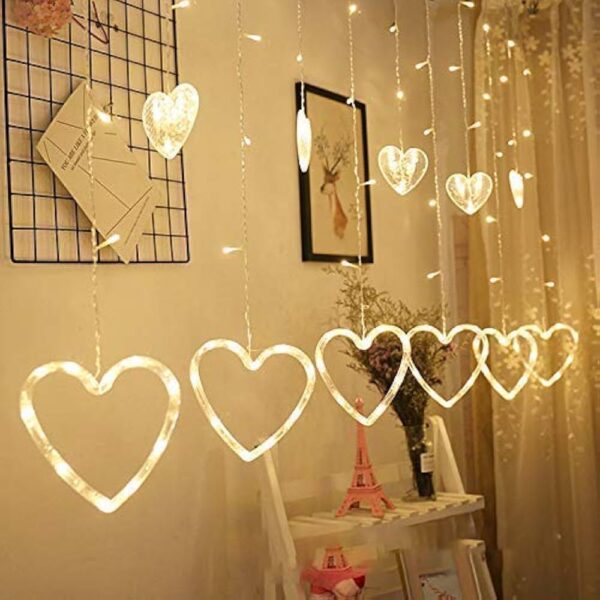Diwali Light Curtain HEART , Led String Copper Lights - Image 7