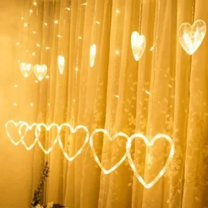 Diwali Light Curtain HEART , Led String Copper Lights