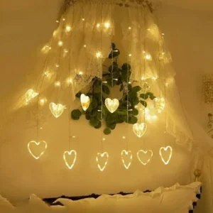 Diwali Light Curtain HEART , Led String Copper Lights