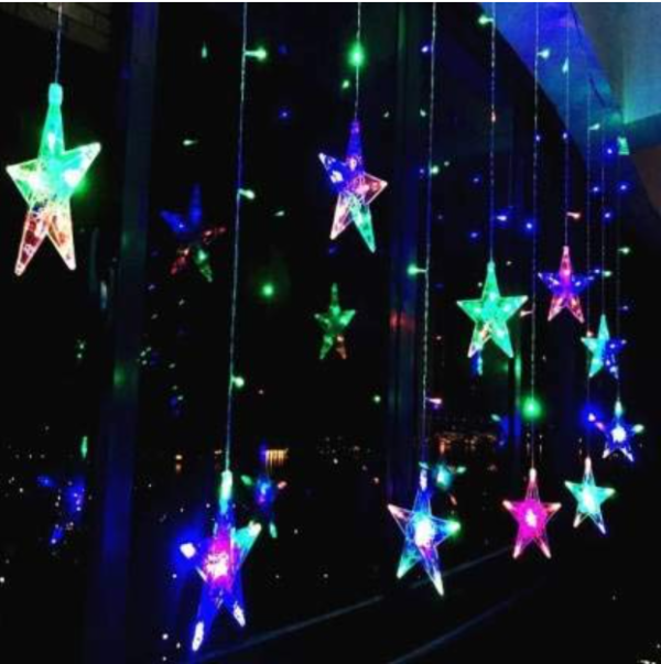 Decorative 6+6 Star Curtain LED Lights Multi - Image 5