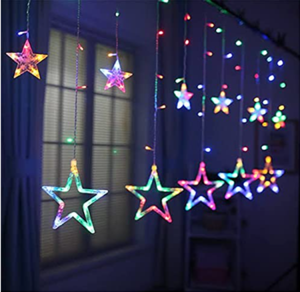 Decorative 6+6 Star Curtain LED Lights Multi - Image 3