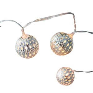 10 big Silver metal Ball with White LED Lights