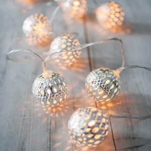 10 big Silver metal Ball with White LED Lights